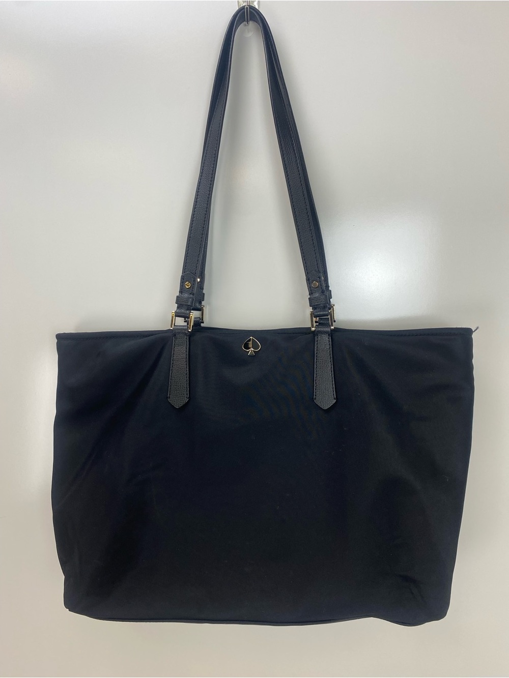 kate spade Black Nylon Tote with Gold Spade Accent